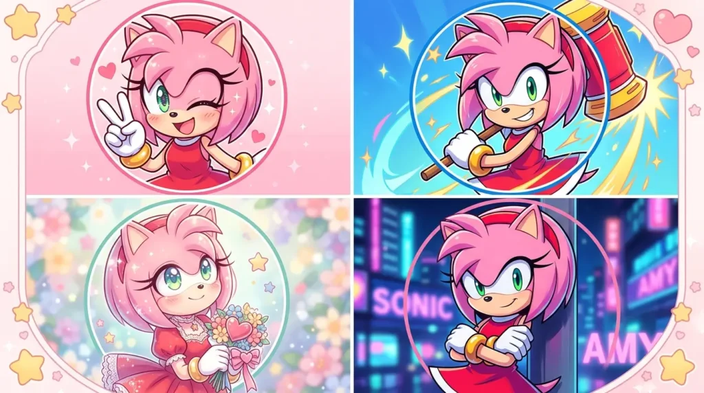 Anime-Style Amy Rose PFPs