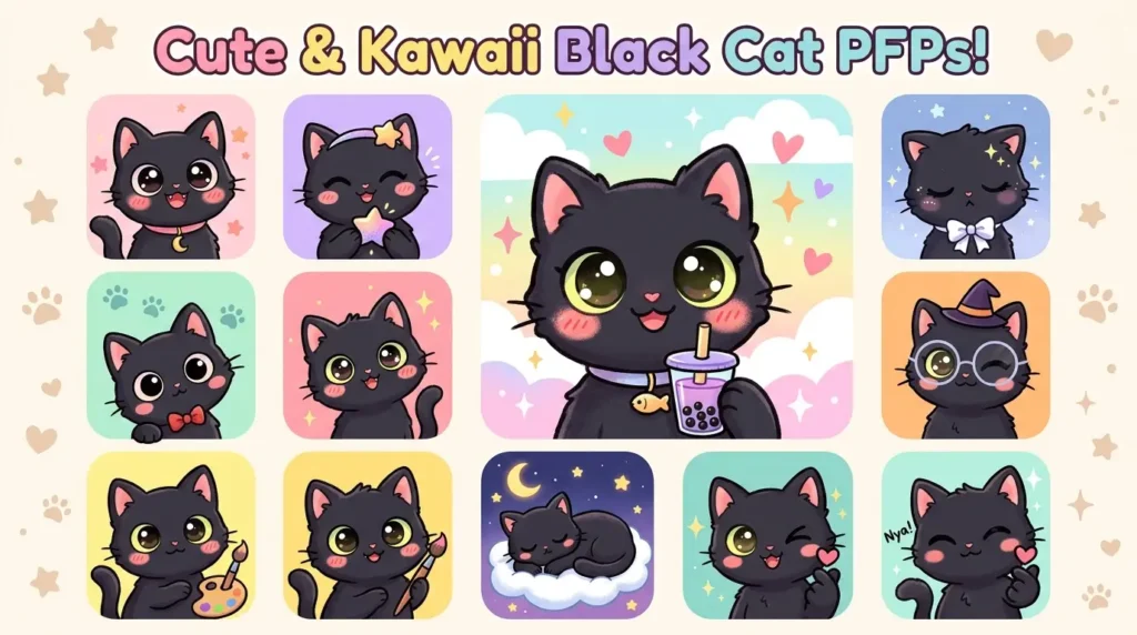 Cute & Kawaii Black Cat PFPs