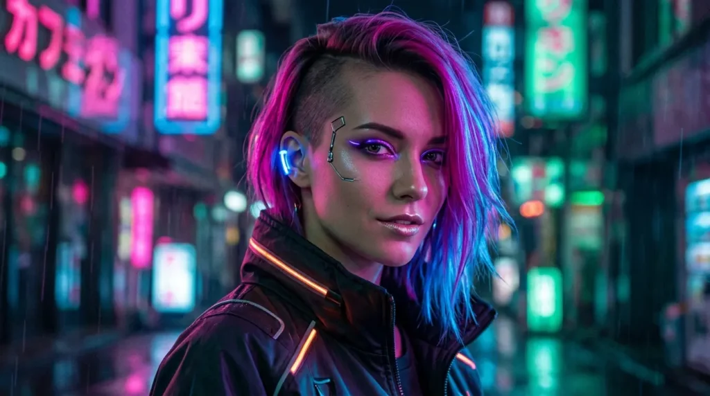 Neon Girl Cyberpunk PFPs