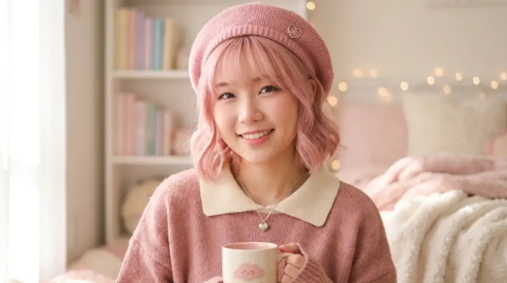Aesthetic Cute Pink PFP Girl