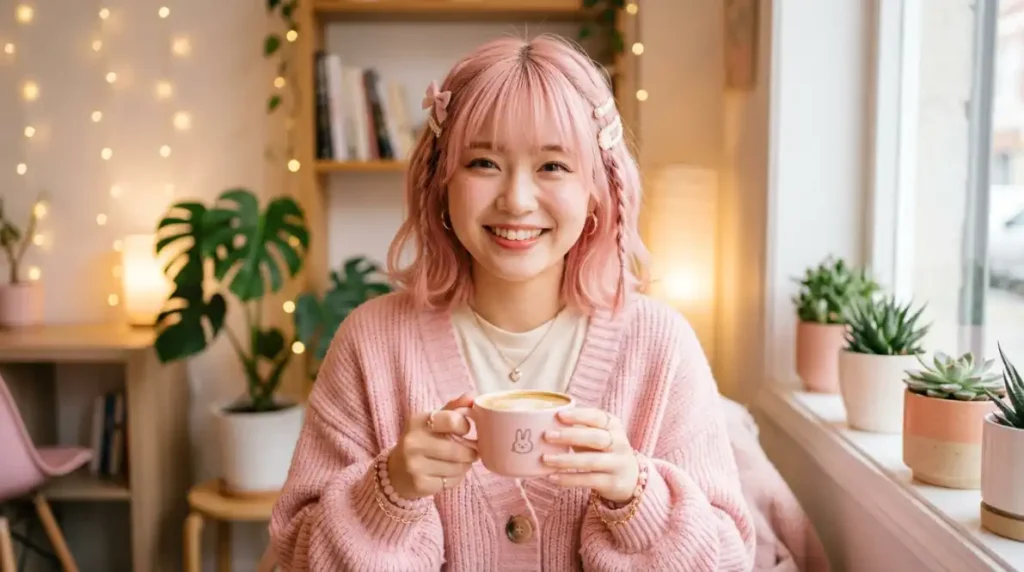 Aesthetic Cute Pink PFP Girl