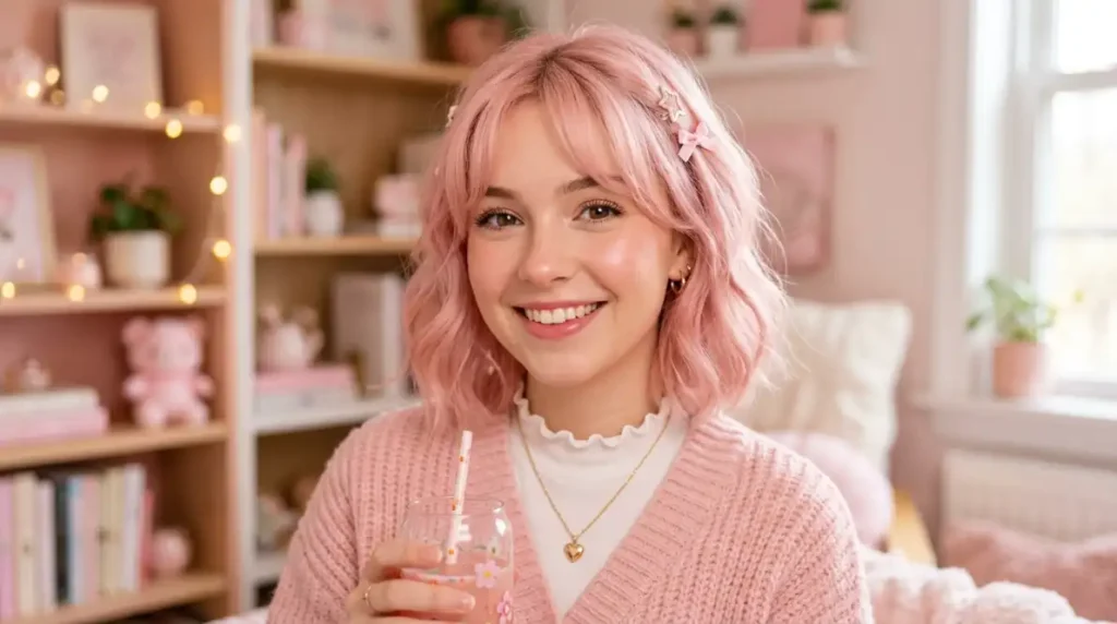 Aesthetic Cute Pink PFP Girl